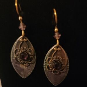 Vintage-Inspired Gold and Purple Earrings